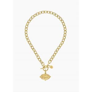 NEW SUSAN SHAW women's alligator toggle necklace in gold